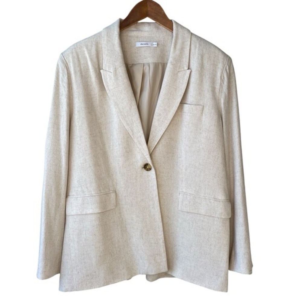 Ricki's lvory Linen Rayon Blazer Long Sleeve Lined Jacket Blazer Coat SIZE XL